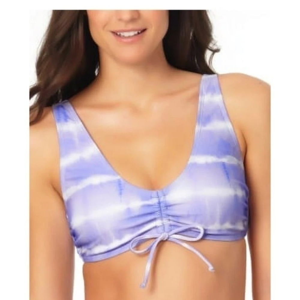 NWT California Waves Purple Junior Cinch- Front Bikini Top Size D/DD